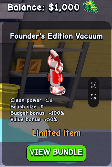 Founder's Edition Vacuum card in Flip a House Roblox