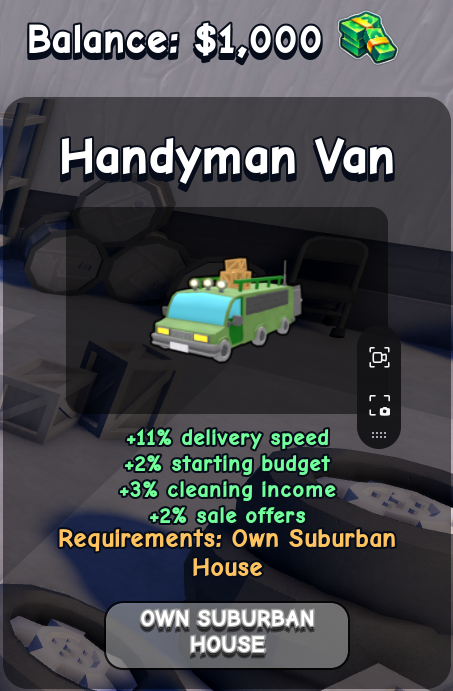 Handyman Van card in Flip a House