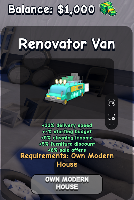Renovator Van card in Flip a House