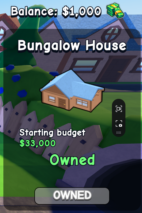 Bungalow House card in Flip a House Roblox