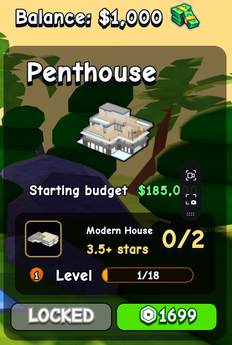 Penthouse card in Flip a House Roblox